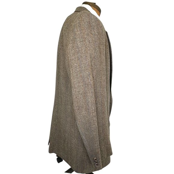 Vtg Stafford Hampshire Tweed Blazer Men 48L 48 L Brown Herringbone USA Made - Picture 3 of 9